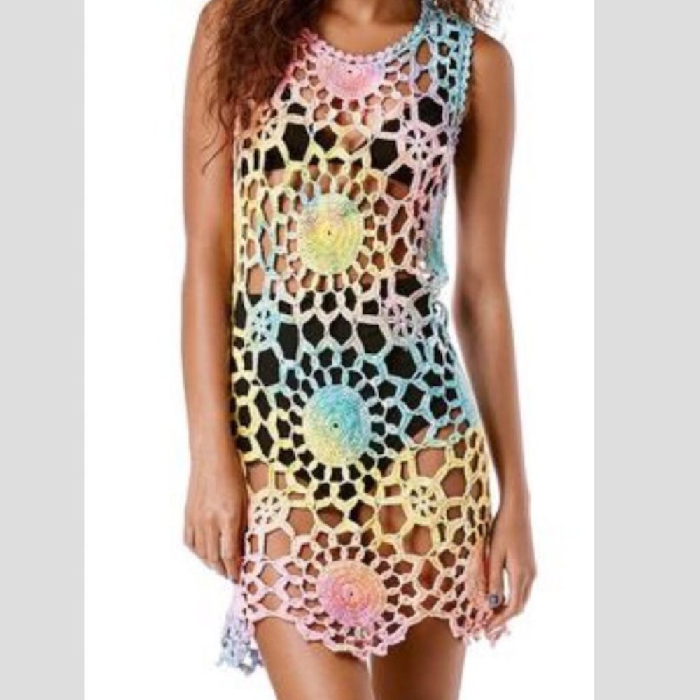 UNIF Rainbow Crochet Dress
